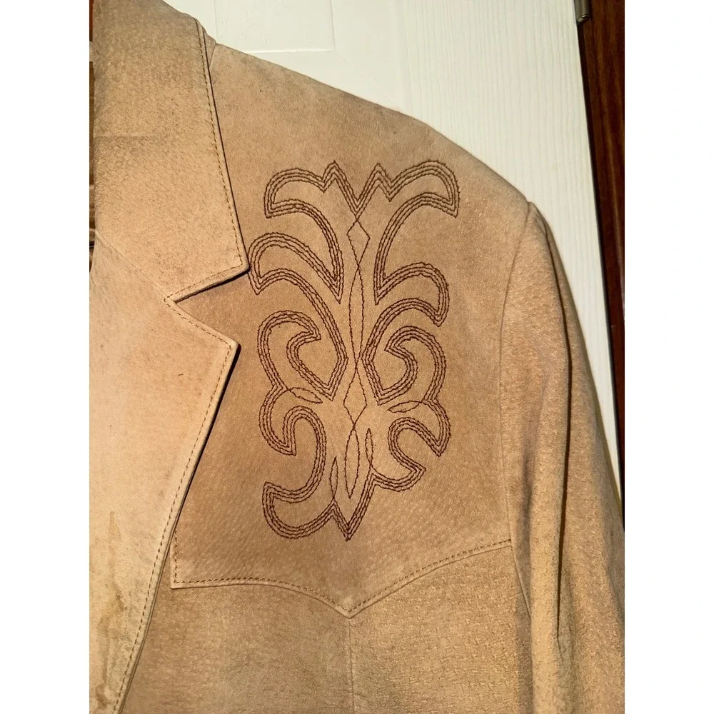 Scully Western Suede Leather Blazer Sport Coat Tan Embroidered Mens 48L